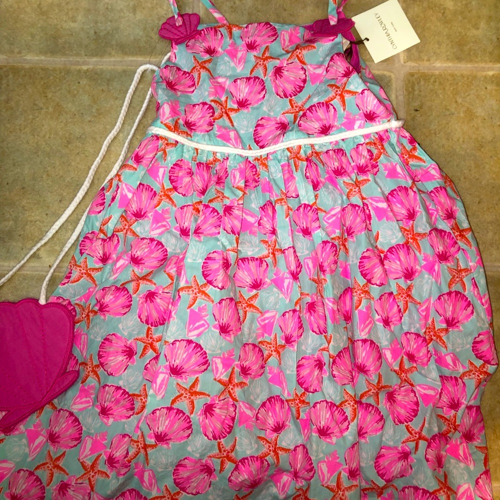 sun dress with shell purse